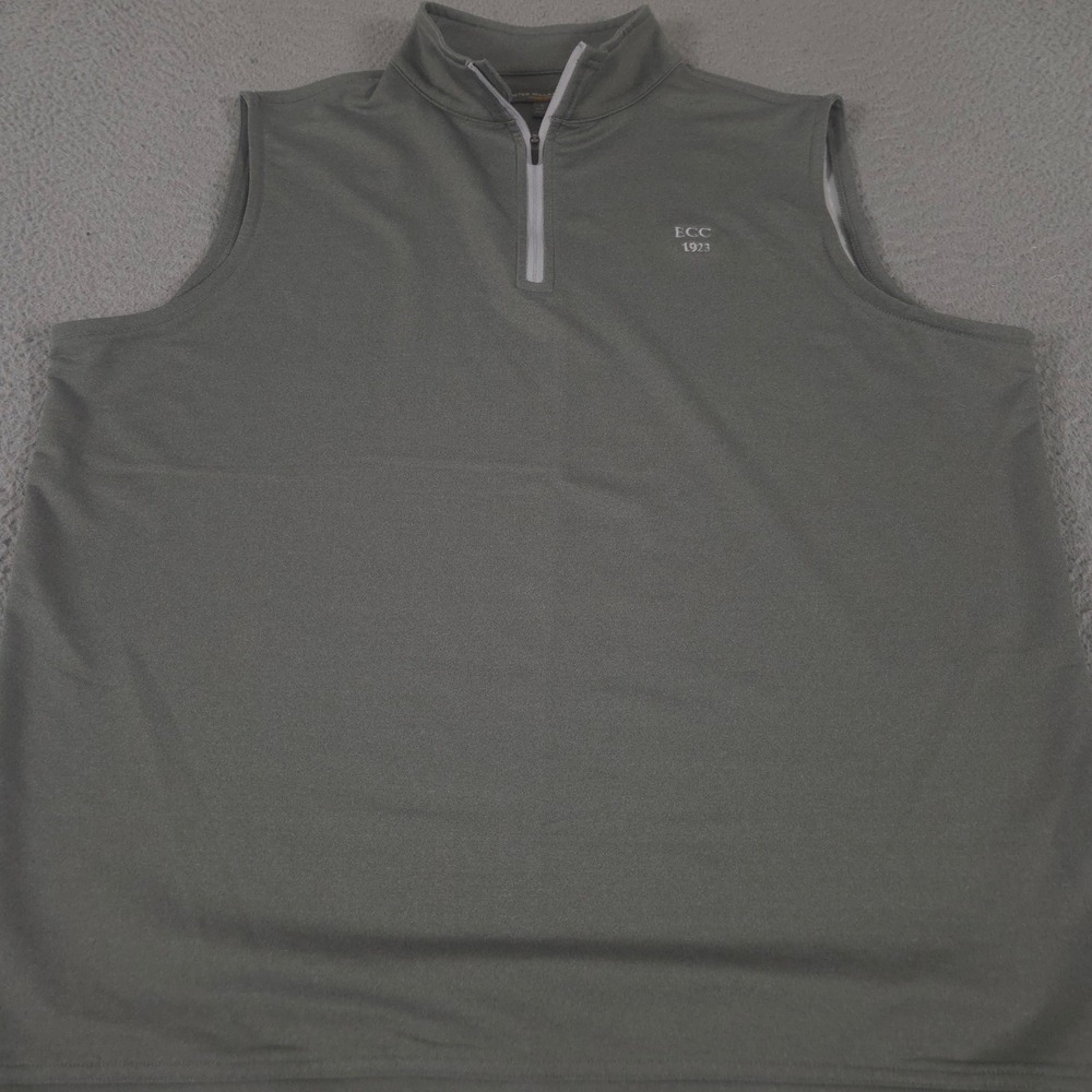 Peter Millar Vest Mens L Gray Galway Performance 1/4 Zip Effingham Country Club